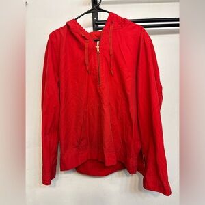 J. Crew Red Half Zip Lightweight Hooded Anorak Jacket Woman’s Size XL